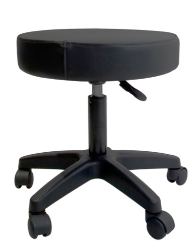 Tabouret assise ronde NOIR - roulettes plastiques