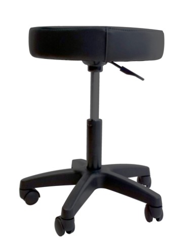 Tabouret assise ronde NOIR - roulettes plastiques