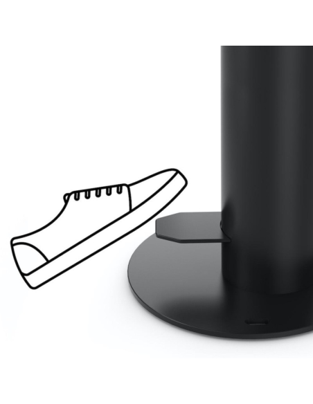 Support colonne noir avec pédale pour solution Hydroalcoolique