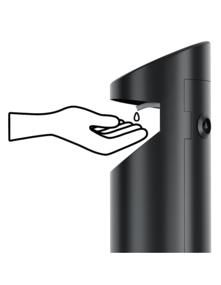 Support colonne noir avec pédale pour solution Hydroalcoolique