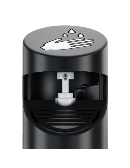 Support colonne noir avec pédale pour solution Hydroalcoolique