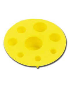 Plateau caps rond jaune 8cm - 8 godets