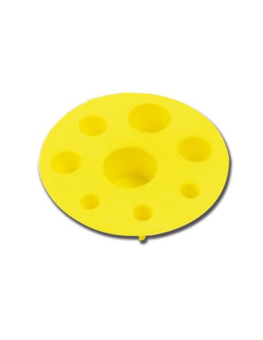 Plateau caps rond jaune 8cm - 8 godets