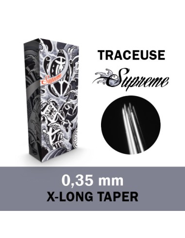 Aiguilles SUPRÊME 0,35mm XLong taper traceuse 50 pcs