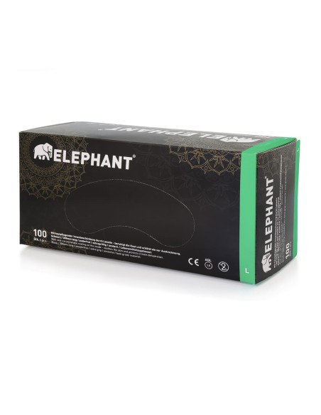 Gants Elephant Latex Noir Manches Longues 300 mm Non Poudrés x 100