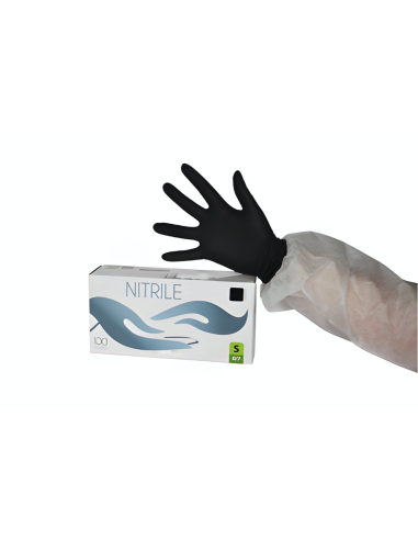 Gants Nitrile noirs non poudrés, boîte de 100