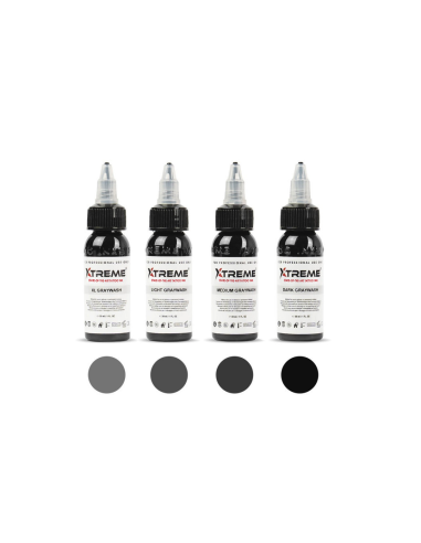 Xtreme Ink - GREYWASH Set 4x 30ml - Mélange pour tatouage Stérile
